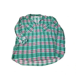 BOB TIMBERLAKE Plaid Shear Long Sleeve Shirt Green Pink Check Women Size XXL
